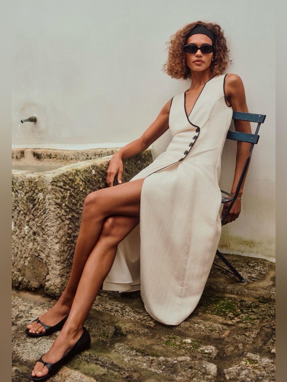 Mare Mare Linen Asymmetric Button Midi Dress NWT SIZE L